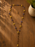 Collana artigianale lunga con fiori colorati